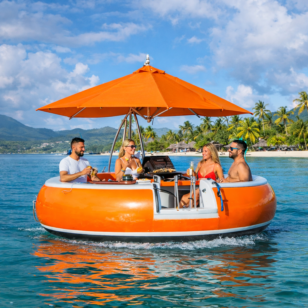 bbq boat paris Moment de detente en mer tropicale